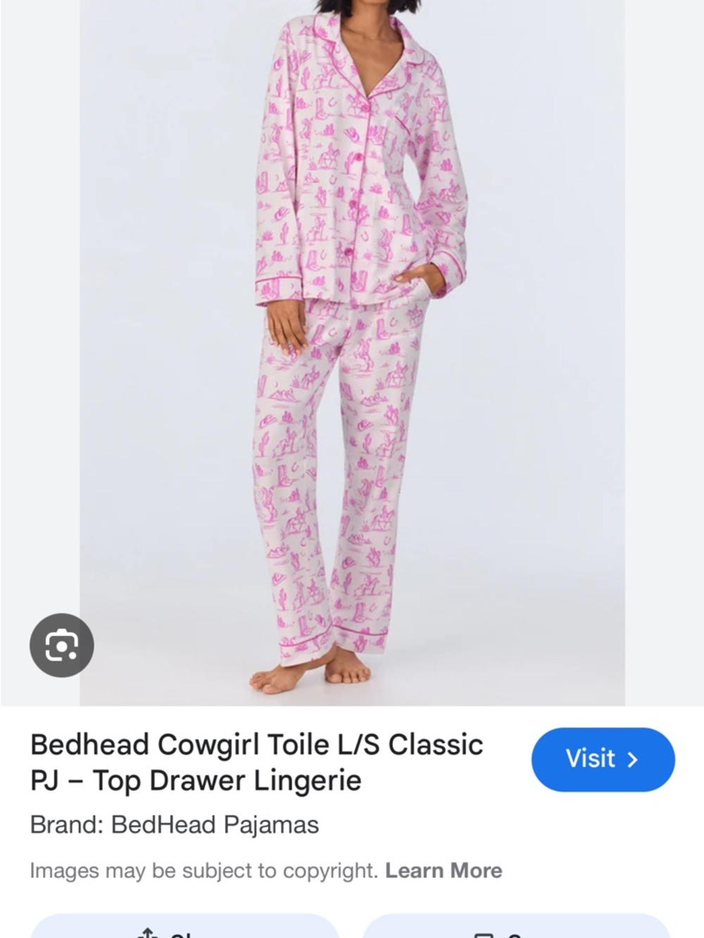Pink Cowgirl Pajamas Set shorts and tee